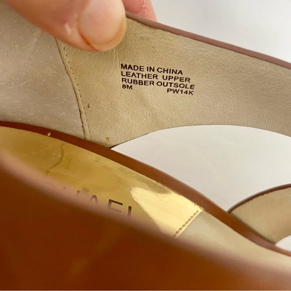 Michael Kors Elena Stacked Leather Wedge Size 8 - Picture 8 of 15